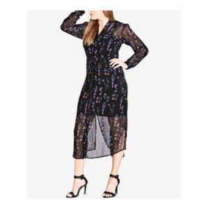 City Chic Women Wild Flower Dress Long Sleeve Maxi